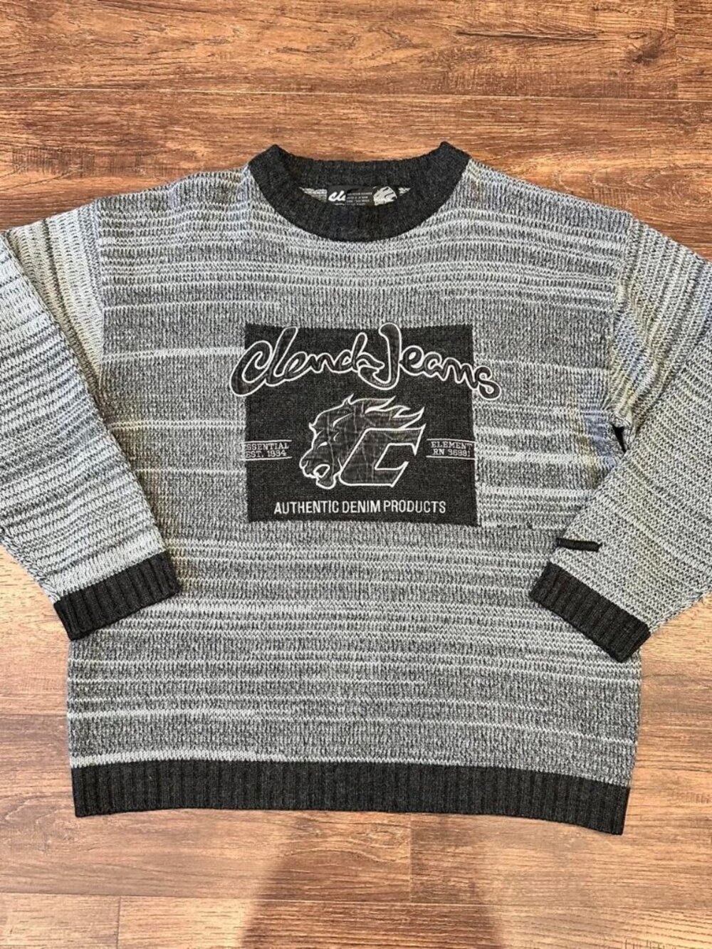 Vintage Clench Jeans Panther Graphic Knit Sweater Y2K XL